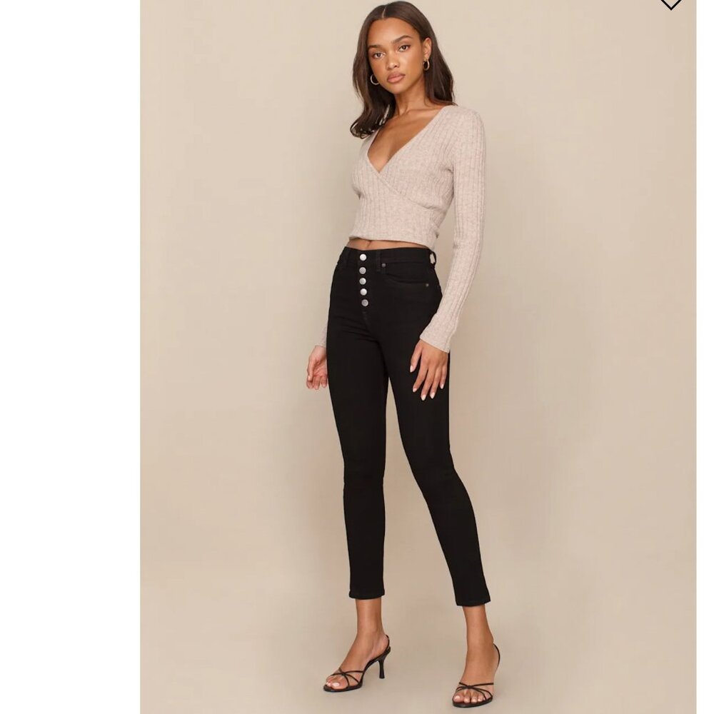 Reformation Jeans women’s Harper Button Fly High Rise Skinny Jeans Black Size 24